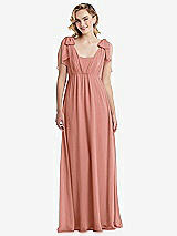 Front View Thumbnail - Desert Rose Empire Waist Shirred Skirt Convertible Sash Tie Maxi Dress