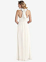 Rear View Thumbnail - Ivory Empire Waist Shirred Skirt Convertible Sash Tie Maxi Dress