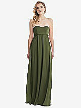 Alt View 6 Thumbnail - Olive Green Empire Waist Shirred Skirt Convertible Sash Tie Maxi Dress