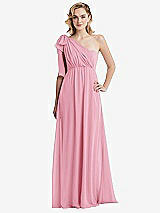 Alt View 3 Thumbnail - Peony Pink Empire Waist Shirred Skirt Convertible Sash Tie Maxi Dress