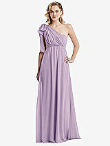 Alt View 3 Thumbnail - Pale Purple Empire Waist Shirred Skirt Convertible Sash Tie Maxi Dress
