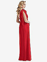 Alt View 4 Thumbnail - Parisian Red Empire Waist Shirred Skirt Convertible Sash Tie Maxi Dress