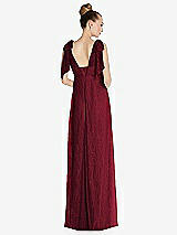Rear View Thumbnail - Burgundy Empire Waist Convertible Sash Tie Lace Maxi Dress