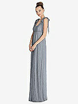 Side View Thumbnail - Platinum Empire Waist Convertible Sash Tie Lace Maxi Dress