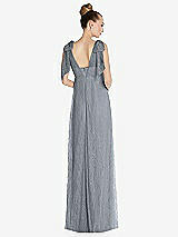 Rear View Thumbnail - Platinum Empire Waist Convertible Sash Tie Lace Maxi Dress