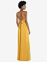 Front View Thumbnail - NYC Yellow High-Neck Low Tie-Back Maxi Dress with Adjustable Straps
