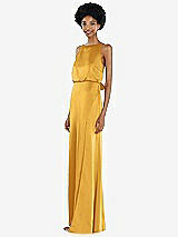 Side View Thumbnail - NYC Yellow High-Neck Low Tie-Back Maxi Dress with Adjustable Straps