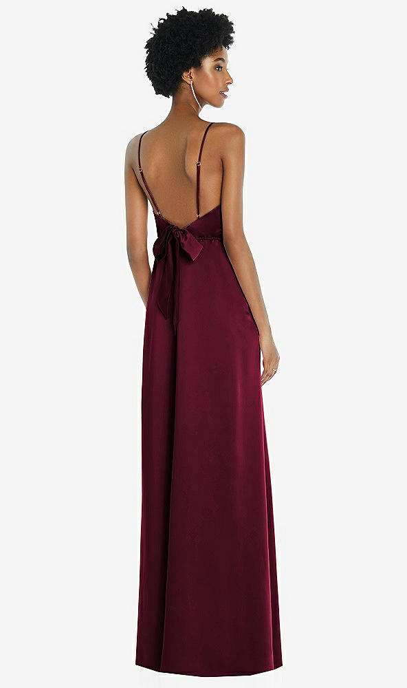 Front View - Cabernet High-Neck Low Tie-Back Maxi Dress with Adjustable Straps
