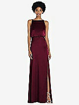 Rear View Thumbnail - Cabernet High-Neck Low Tie-Back Maxi Dress with Adjustable Straps
