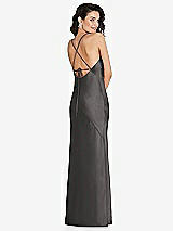 Rear View Thumbnail - Caviar Gray V-Neck Convertible Strap Bias Slip Dress with Front Slit