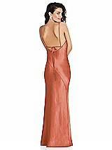 Alt View 1 Thumbnail - Terracotta Copper V-Neck Convertible Strap Bias Slip Dress with Front Slit