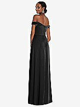 Alt View 3 Thumbnail - Black Off-the-Shoulder Flounce Sleeve Empire Waist Gown with Front Slit