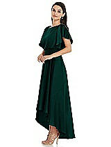 Side View Thumbnail - Evergreen Blouson Bodice Deep V-Back High Low Dress with Flutter Sleeves