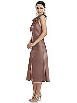 Side View Thumbnail - Sienna Scarf Tie Stand Collar Midi Bias Dress with Front Slit