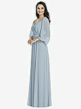 Front View Thumbnail - Mist Off-the-Shoulder Puff Sleeve Maxi Dress with Front Slit