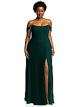 Alt View 1 Thumbnail - Evergreen Off-the-Shoulder Basque Neck Maxi Dress with Flounce Sleeves