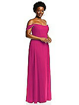 Alt View 2 Thumbnail - Think Pink Off-the-Shoulder Basque Neck Maxi Dress with Flounce Sleeves