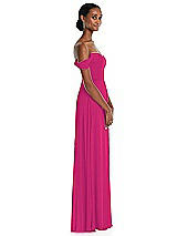 Side View Thumbnail - Think Pink Off-the-Shoulder Basque Neck Maxi Dress with Flounce Sleeves