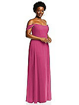 Alt View 2 Thumbnail - Tea Rose Off-the-Shoulder Basque Neck Maxi Dress with Flounce Sleeves