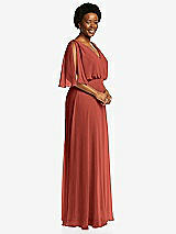 Side View Thumbnail - Amber Sunset V-Neck Split Sleeve Blouson Bodice Maxi Dress