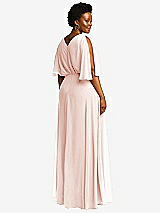 Rear View Thumbnail - Blush V-Neck Split Sleeve Blouson Bodice Maxi Dress