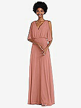 Alt View 1 Thumbnail - Desert Rose V-Neck Split Sleeve Blouson Bodice Maxi Dress