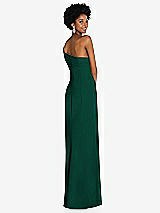 Rear View Thumbnail - Hunter Green Asymmetrical Off-the-Shoulder Cuff Trumpet Gown With Front Slit