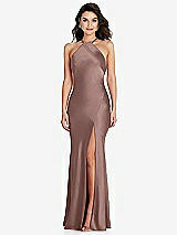Front View Thumbnail - Sienna Halter Convertible Strap Bias Slip Dress With Front Slit