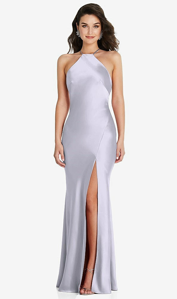 Front View - Silver Dove Halter Convertible Strap Bias Slip Dress With Front Slit