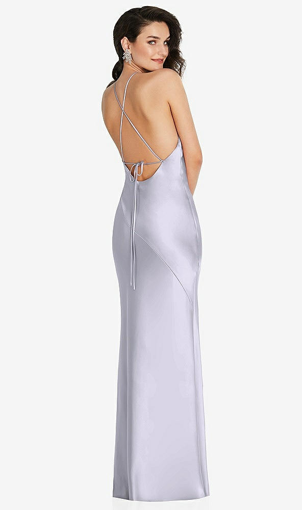 Back View - Silver Dove Halter Convertible Strap Bias Slip Dress With Front Slit