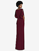 Rear View Thumbnail - Cabernet Faux Wrap Split Sleeve Maxi Dress with Cascade Skirt