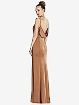 Side View Thumbnail - Toffee Draped Cowl-Back Princess Line Dress with Front Slit