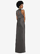Rear View Thumbnail - Caviar Gray Jewel Neck Sleeveless Maxi Dress with Bias Skirt