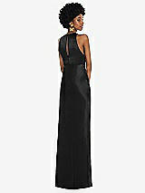 Rear View Thumbnail - Black Jewel Neck Sleeveless Maxi Dress with Bias Skirt