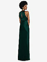 Rear View Thumbnail - Evergreen Jewel Neck Sleeveless Maxi Dress with Bias Skirt