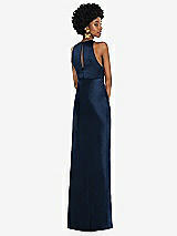 Rear View Thumbnail - Midnight Navy Jewel Neck Sleeveless Maxi Dress with Bias Skirt