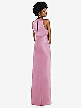 Rear View Thumbnail - Powder Pink Jewel Neck Sleeveless Maxi Dress with Bias Skirt