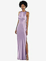Front View Thumbnail - Pale Purple Jewel Neck Sleeveless Maxi Dress with Bias Skirt