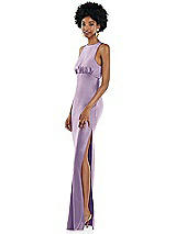 Side View Thumbnail - Pale Purple Jewel Neck Sleeveless Maxi Dress with Bias Skirt