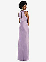 Rear View Thumbnail - Pale Purple Jewel Neck Sleeveless Maxi Dress with Bias Skirt