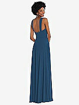 Rear View Thumbnail - Dusk Blue Contoured Wide Strap Sweetheart Maxi Dress