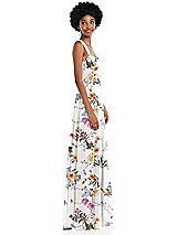 Side View Thumbnail - Butterfly Botanica Ivory Contoured Wide Strap Sweetheart Maxi Dress
