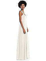 Side View Thumbnail - Ivory Contoured Wide Strap Sweetheart Maxi Dress