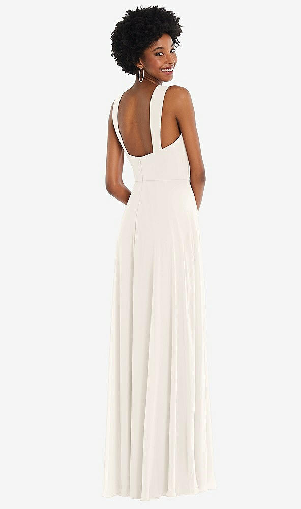 Back View - Ivory Contoured Wide Strap Sweetheart Maxi Dress