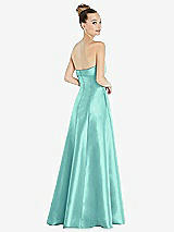Rear View Thumbnail - Coastal Bow Cuff Strapless Satin Ball Gown with Pockets