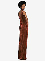 Rear View Thumbnail - Auburn Moon Draped Skirt Faux Wrap Velvet Maxi Dress
