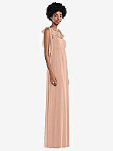Side View Thumbnail - Pale Peach Convertible Tie-Shoulder Empire Waist Maxi Dress