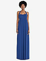 Alt View 4 Thumbnail - Classic Blue Convertible Tie-Shoulder Empire Waist Maxi Dress
