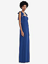 Side View Thumbnail - Classic Blue Convertible Tie-Shoulder Empire Waist Maxi Dress