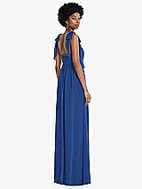 Rear View Thumbnail - Classic Blue Convertible Tie-Shoulder Empire Waist Maxi Dress